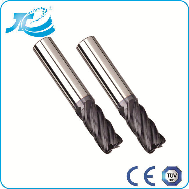 Diameter 8mm 9mm Solid Carbide End Mill , 55 / 60 / 65 Hardness Four Flute End Mill
